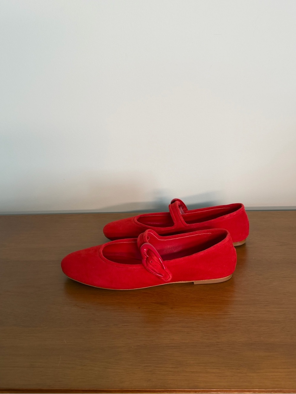 Larroude red velvet Verona flat